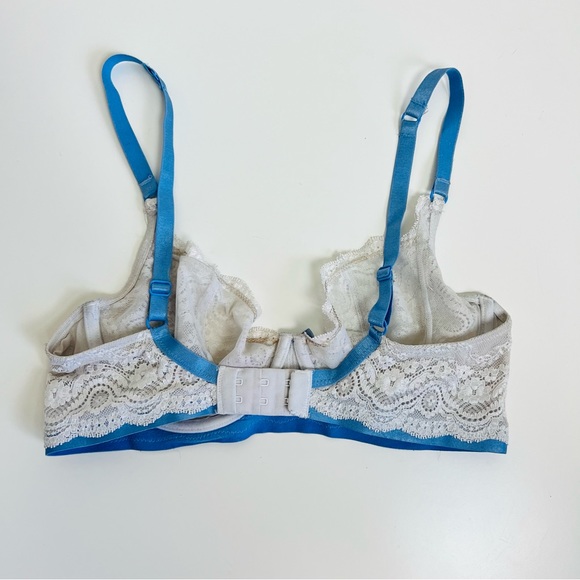 Elle Macpherson White Lace & Blue Trim Bridal Cloud Swing Unlined Wired Bra - Picture 4 of 6